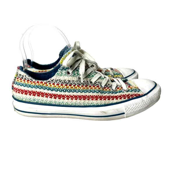 Converse CT Ox Woven Stripe Canvas Womens 8 Low Top Stripe Boho Blue White Red - Picture 3 of 11